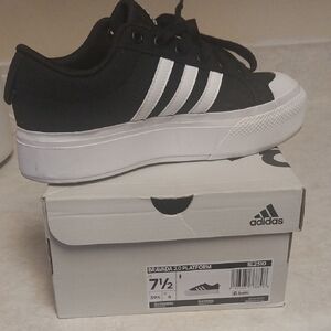 adidas Black and White Platform Sneakers
